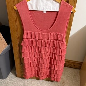 Coral Ruffled Sleeveless Tank Top Chicos Size 2 (l/xl)